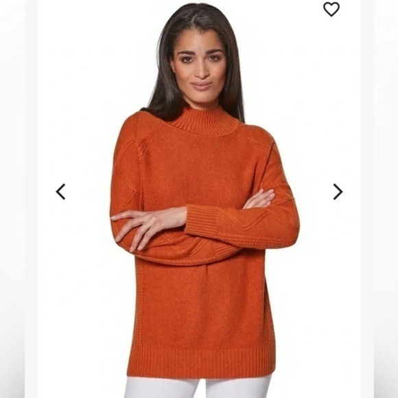 Madeleine Women's 100% Virgin Wool Fisherman Sweater - Cable Knit - Burnt Orange - Picture 1 of 16